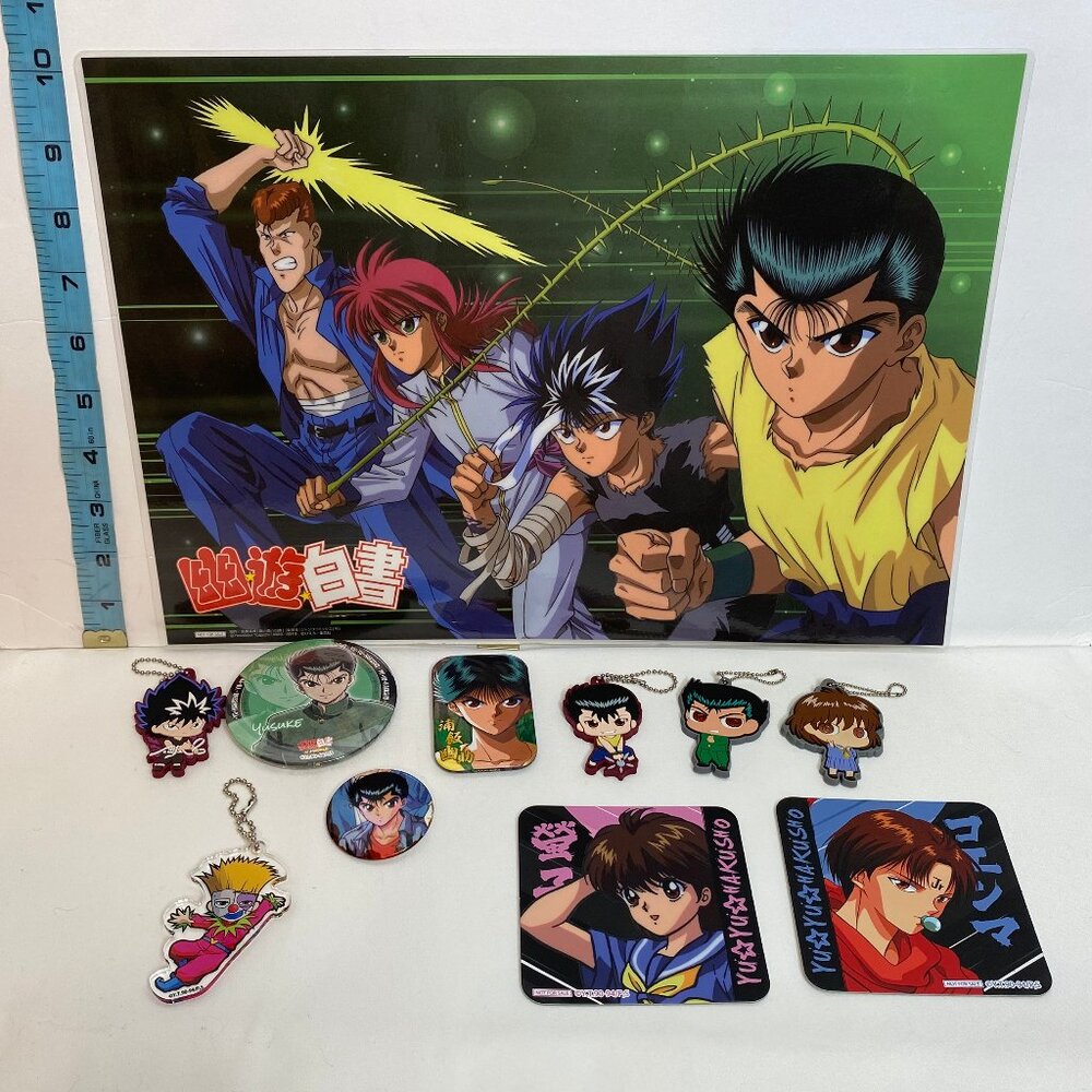 Yu Yu Hakusho Anime Toy Goods Lot - 90s Vintage Keychain Pins - Japan Import 90s